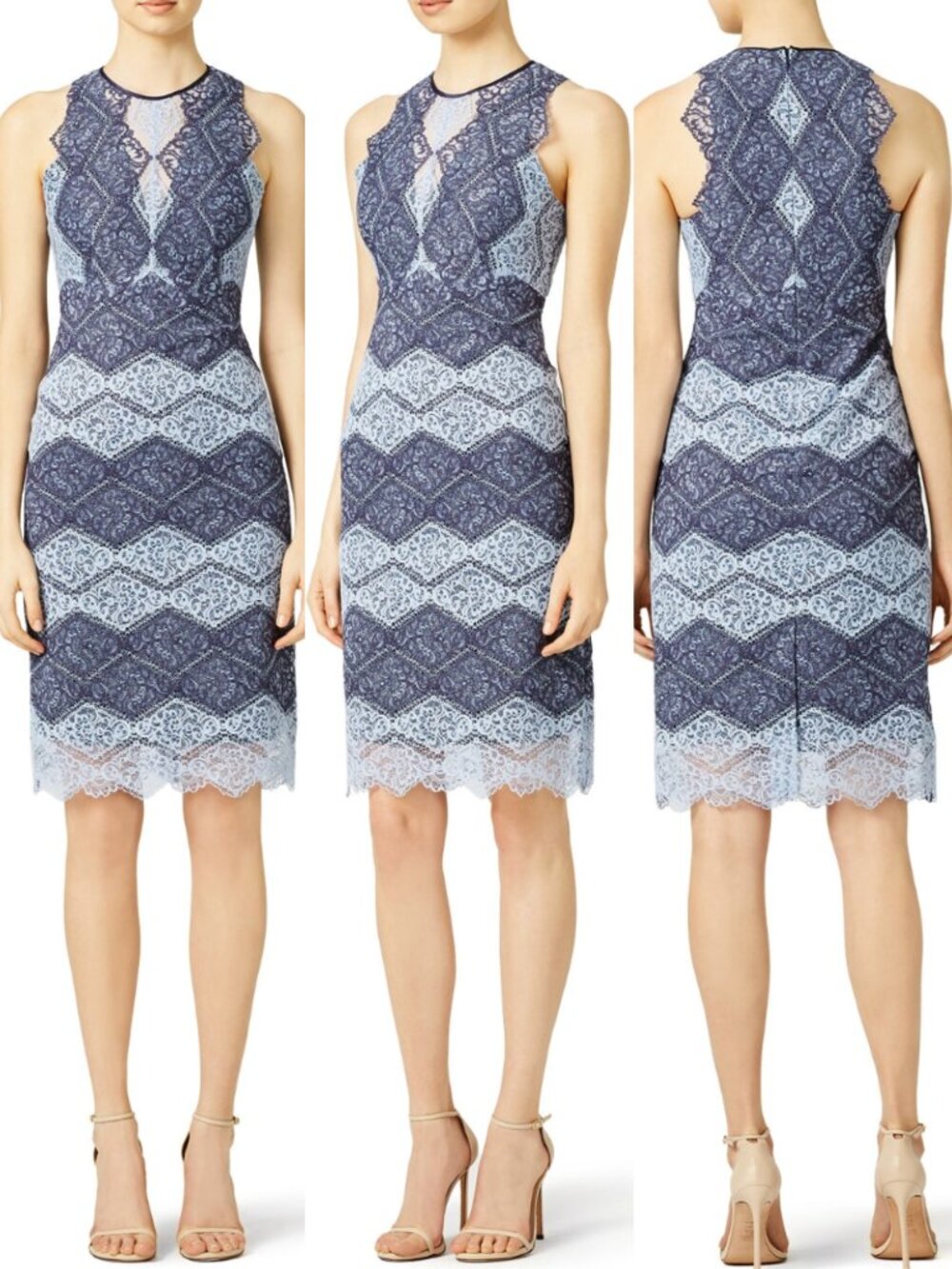 ERIN FETHERSTON ANTHROPOLOGIE Meredith Sheath Dress Blue Navy Lace Party Midi 4